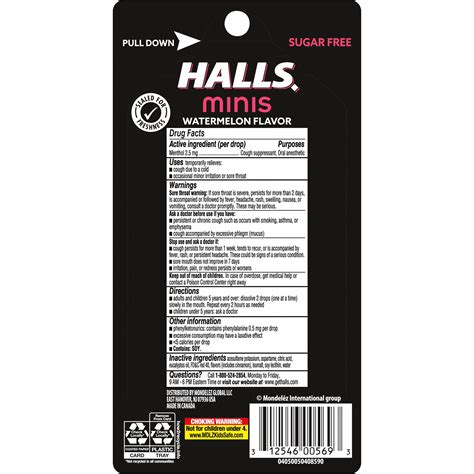 Buy HALLS Minis Watermelon Flavor Sugar Free Cough Drops, 24 Drops ...