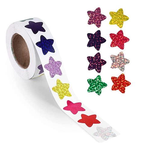 HASTHIP Paper Glitter Star Wall Stickers - 500Pcs, 1 Inch/2.54cm Self ...