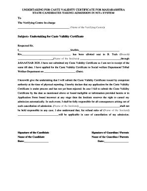 Covering Letter For Caste Validity - Fill Online, Printable, Fillable ...