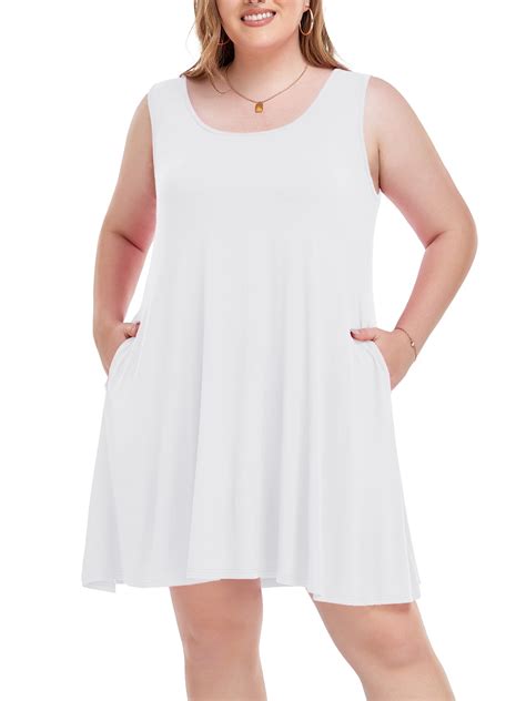 VEPKUL Womens Plus Size Sun Dresses 4X Casual Sleeveless Dresses with ...