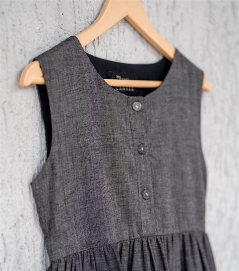 Woven Design Gathered Dress For Girls – Canvas