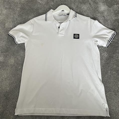 Stone Island Men's White Polo-shirts | Depop