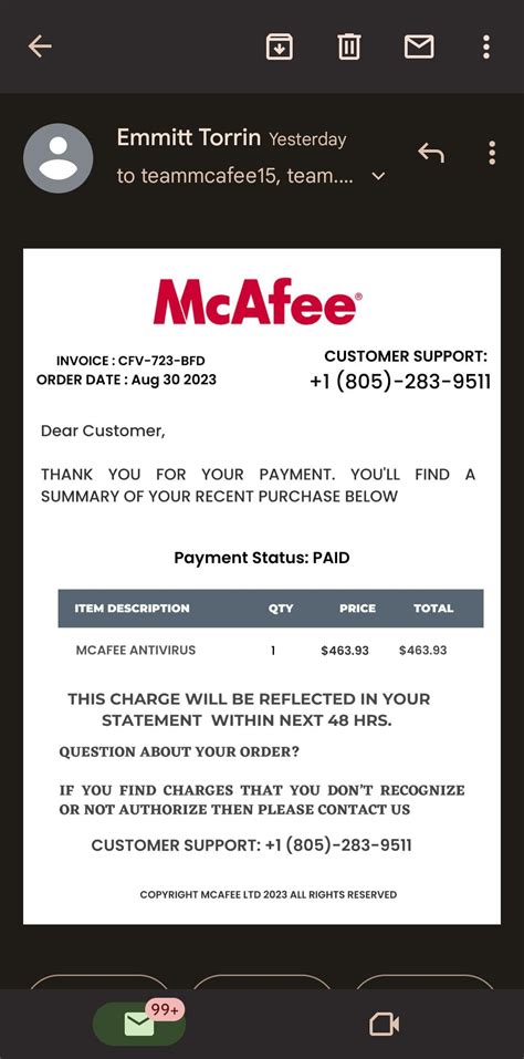 Mcafee Email Scam : r/Scams