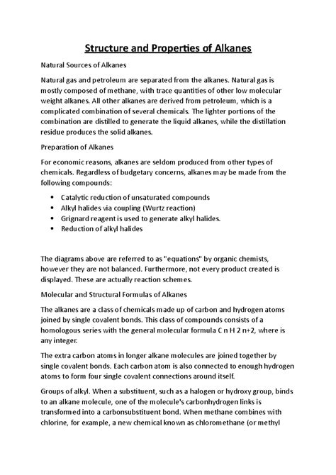 Structure and Properties of Alkanes - Structure and Properties of ...