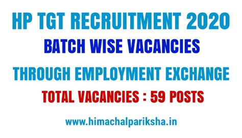 HP TGT RECRUITMENT 2020 | Batch Wise | Trough Employment Exchange ...