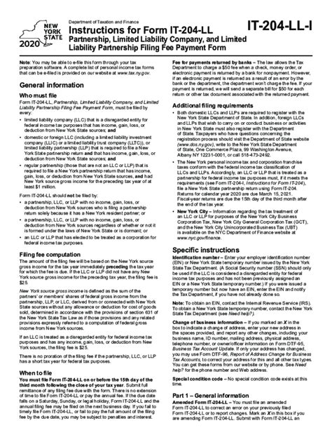 NY Form IT-204-LL-I 2020 - Fill and Sign Printable Template Online | US ...