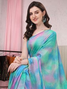 Buy MIRCHI FASHION Printed, Color Block, Embellished Bollywood Chiffon ...