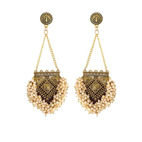 Buy VIRAASI Gold Plated Pearl Earrings Online