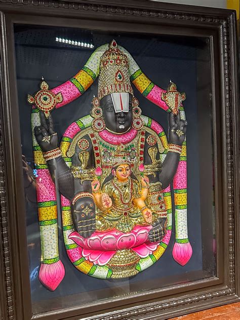 Lord Balaji/Venkateswara Swamy with Lakshmi 3D Embossed Tanjore Art ...