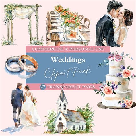 Wedding Clipart Bundle | Transparent PNG | Commercial Use Clip Art ...