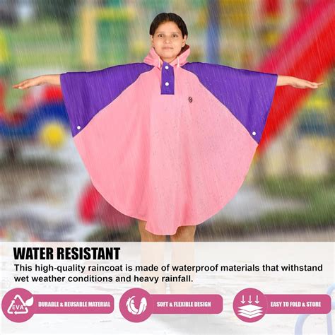 HACER Aqua Kids Raincoat Poncho Waterproof Full Sleeve Rain Jacket with ...
