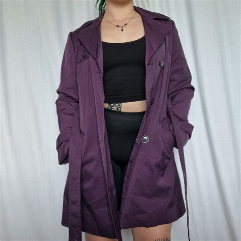Purple trench coat from Marks and Spencer... - Depop