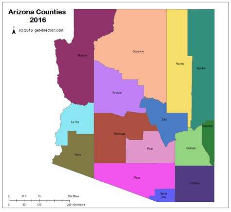Image result for Arizona County Map