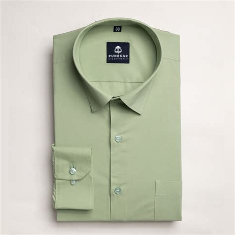 Pista Green Color Lycra Twill Cotton Shirt For Men – Punekar Cotton