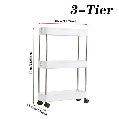 Warmiehomy Slide Out Trolley Rack Holder, 2/3/4 Tier Storage Cart, Slim ...