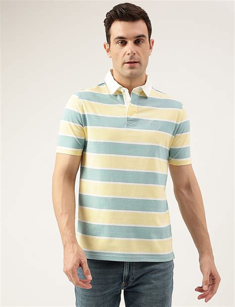 Buy Regular Fit Pure Cotton Stripes Polo Collar Tshirt at Marks & Spencer