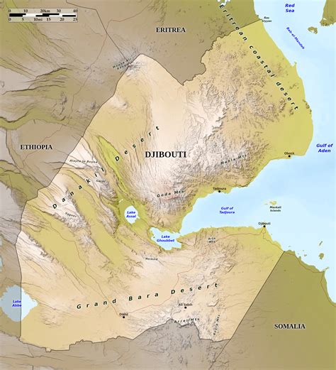Blue Green Atlas - Free relief map of Djibouti