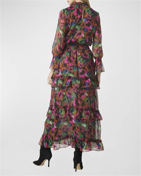 MISA Los Angeles Bethany Tiered Floral Chiffon Maxi Dress | Neiman Marcus