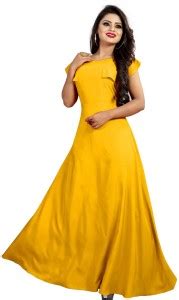 vrushti creation Women Maxi Yellow Full Length Dress - Buy vrushti ...