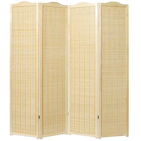 Buy MyGift Deluxe Beige Natural Woven Design Bamboo 4 Panel Folding ...