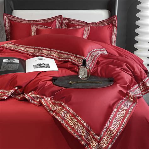 高档奢华欧式婚庆四件套大红色床单被套全棉纯棉简约结婚床上用品-淘宝网