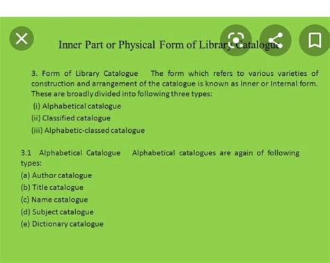 3. Dictionary catalogue is a -(A) Outer Form(B) Inner Form(C) Physical ...