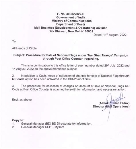 Procedure for sale of National Flags under 'Har Ghar Tiranga' Campaign ...