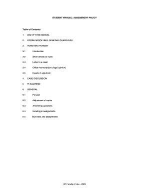 Fillable Online STUDENT MANUAL: ASSESSMENT POLICY - University of ...