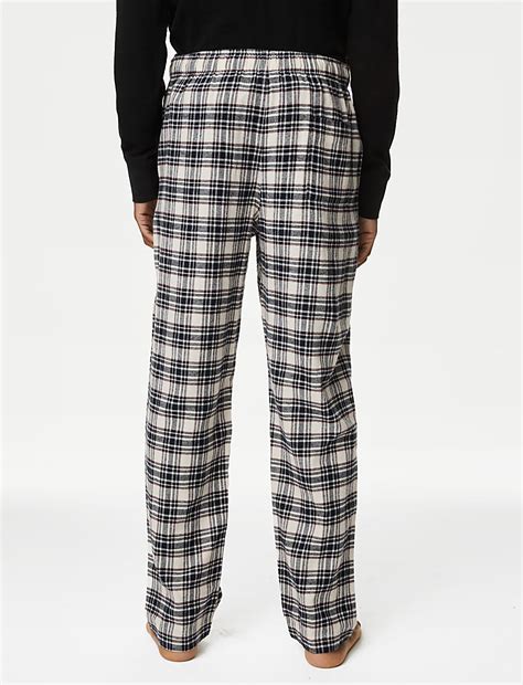Buy Brushed Cotton Checked Loungewear Bottoms at Marks & Spencer