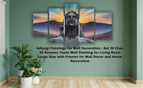 ART RJ14 Adiyogi Shiva Painting for Wall Decoration - Set Of 5, 3d Wall ...