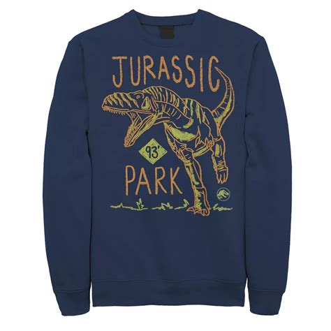 Men's Jurassic Park 93 Raptor Color Pencil Doodle Pullover Sweatshirt