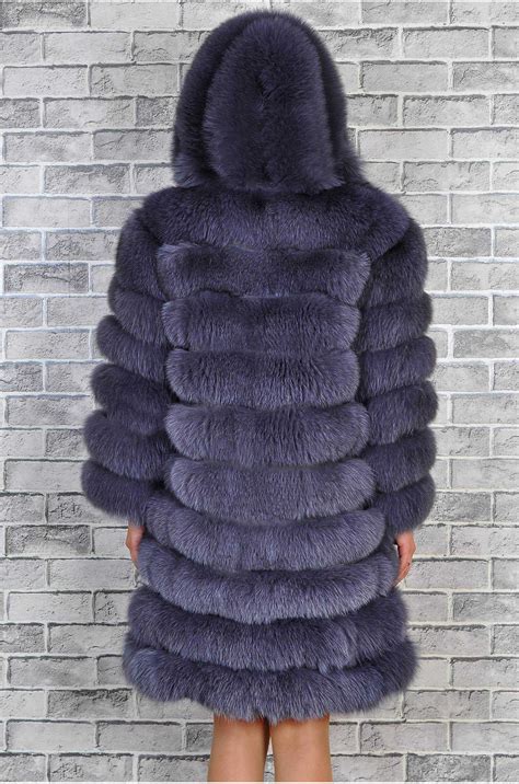 Песцовая шуба с капюшоном 7214-76 купить в интернет магазине Bellafurs ...