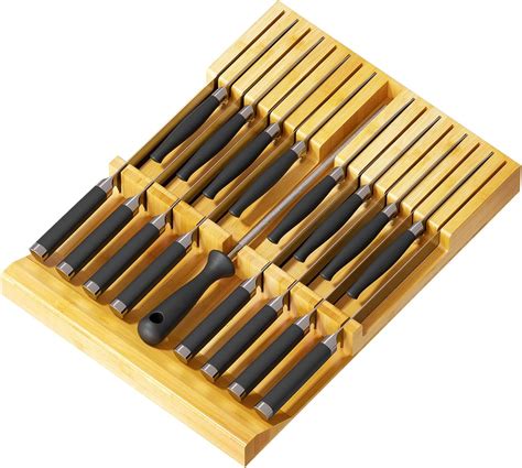 Amazon.com: SpaceAid Bamboo Knife Drawer Organizer Insert, Kitchen ...