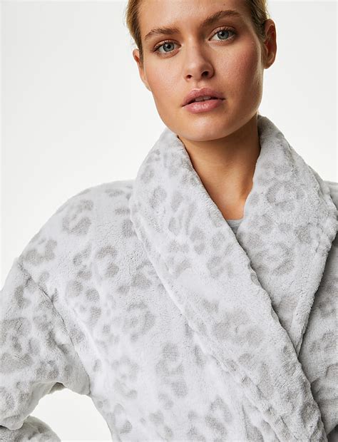 Buy Fleece Animal Print Long Dressing Gown at Marks & Spencer
