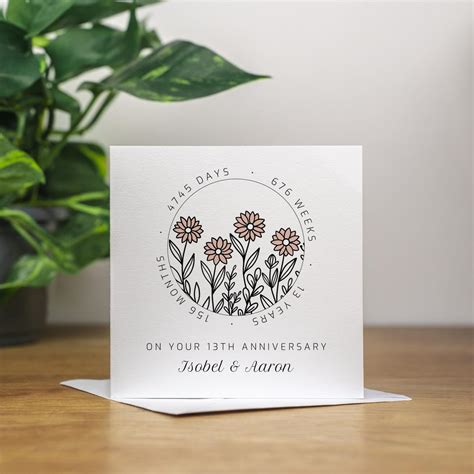 Personalised 13th Wedding Anniversary Card Husband Handmade Lace 13th ...