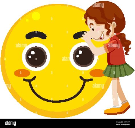 A girl hugging big smile emoji illustration Stock Vector Image & Art ...