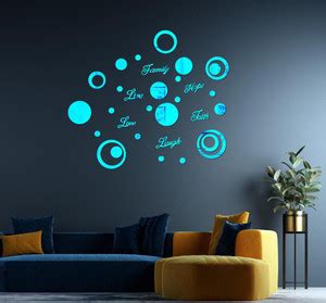 Crown Decals 70 cm beautiful family hope live love blue mirror acrylic ...