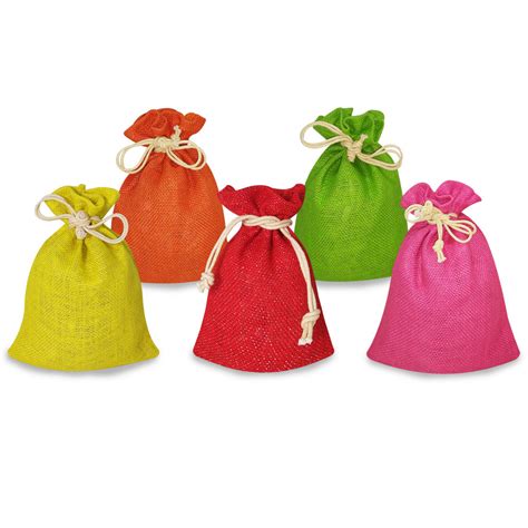 VIBRANT MULTICOLOR JUTE POTLI (Pack of 5) – The Earthbags Store