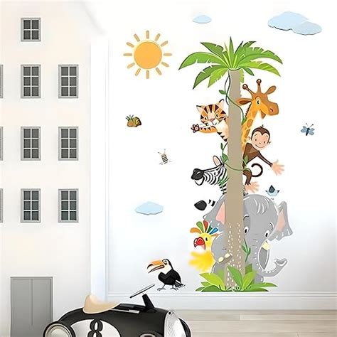 JAAMSO ROYALS Coconut Tree with Jungle Animal PVC Vinyl Wall Sticker ...
