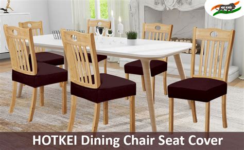 HOTKEI Pack of 6 Wine Dining Chair Seat Cover 200GSM Fabric Elastic ...