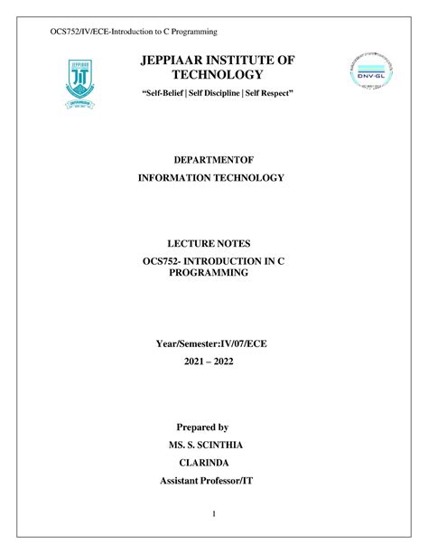 C Programming-Unit 1 - Structure of C program – Basics: Data Types ...