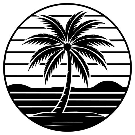 Silhouettes of palm trees and orange sun vector set of palm trees and ...