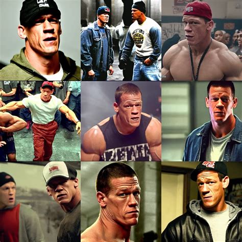 john cena in that famous rap battle scene in 8 mile. | Stable Diffusion