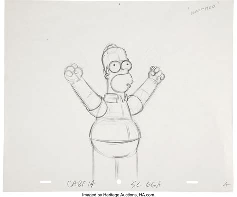 Production Sketch of Homer Simpson from "The Simpsons."... Movie/TV ...