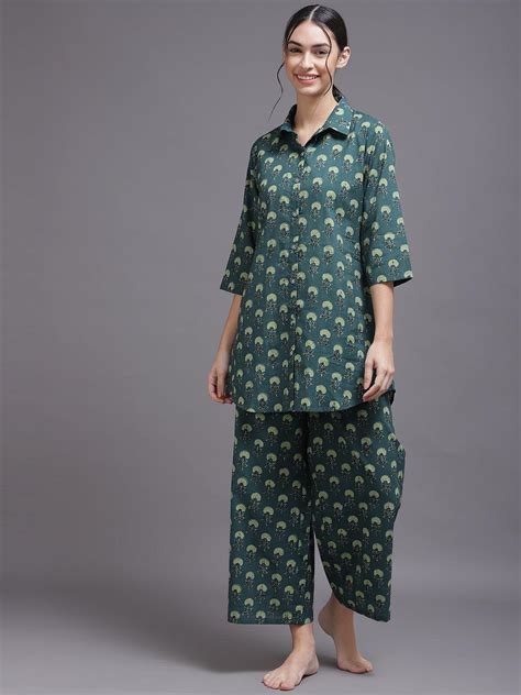 Buy Blue Printed Cotton Night Suit Online at $20.00 USD | ShopLibas
