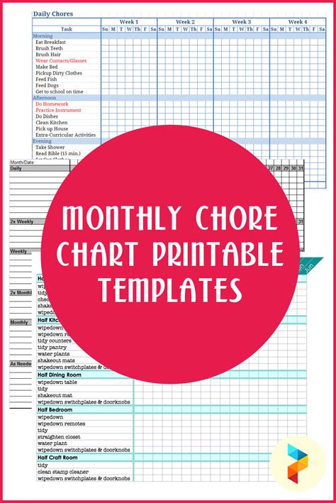 pdf free printable chore charts
