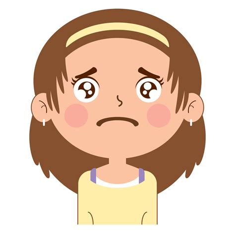 girl sad face cartoon cute 14428719 PNG