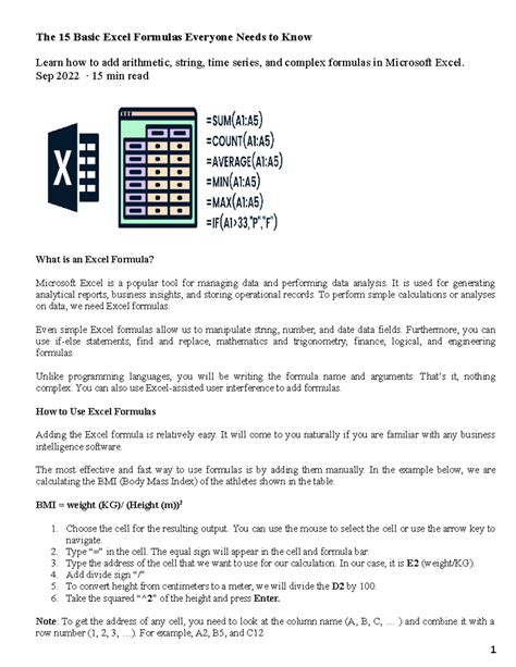 Basic Common Excel Formulas 的图像结果