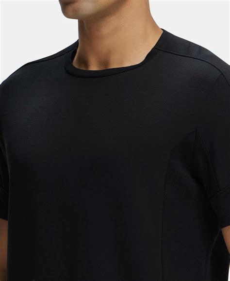 Buy Super Combed Cotton Blend Solid Round Neck Half Sleeve T-Shirt with ...