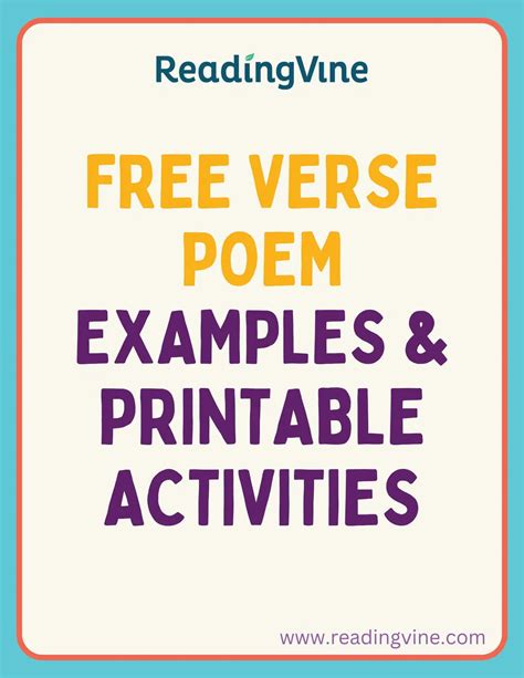 Free Verse Poem Examples and Activities - ReadingVine
